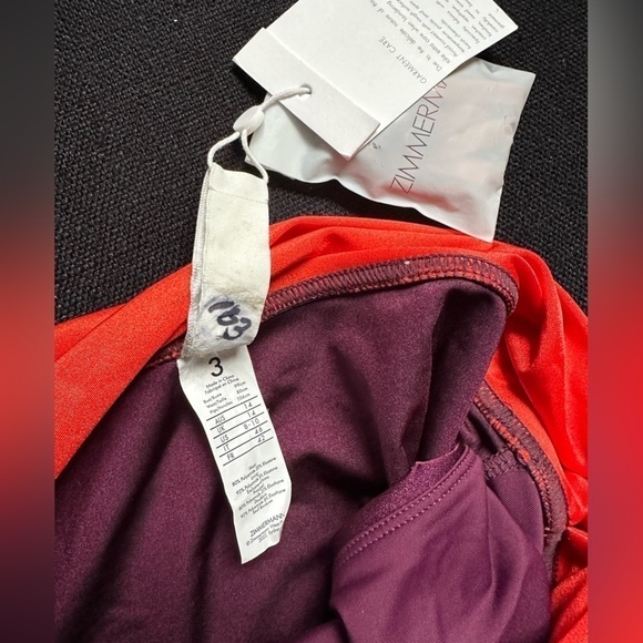 Zimmermann Purple Color blocked Bikini Bottom High Cut & High Waist 8-10 Lycra - Picture 6 of 10